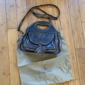 Patricia Nash Distressed Structured Tooled Leather Satchel Crossbody Bag